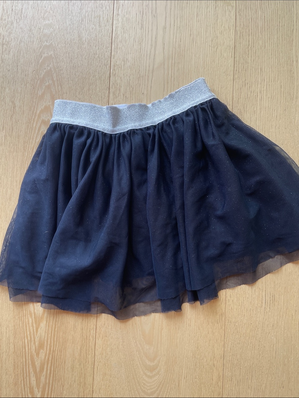 Petit Bateau Navy Tulle Skirt with Silver Waistband